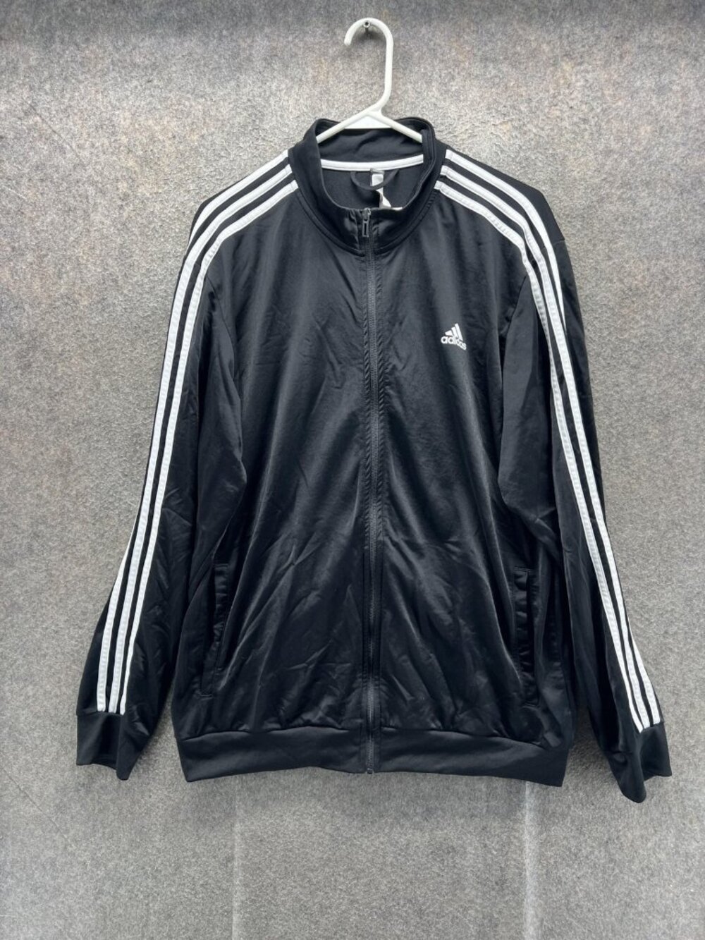 Adidas Track Jacket Mens XL Black Full Zip 3-Stripes James Maloney Gym Rugby